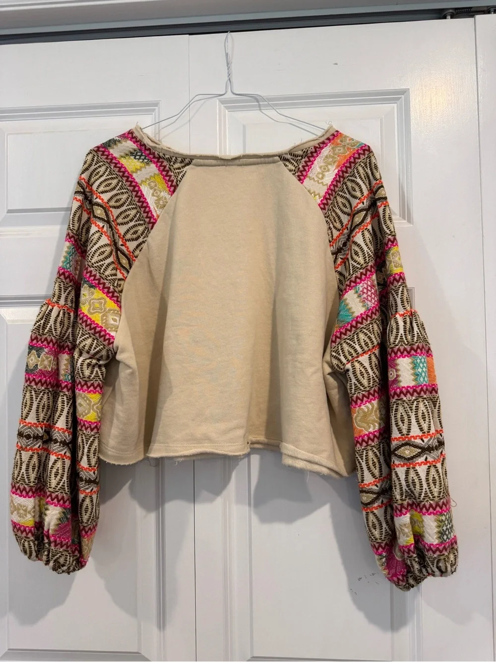 Free People Boho Embroidered Raglan Sleeve Top – Women’s Medium
